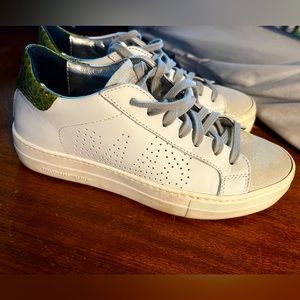 P448 Thea platform sneaker white, silver, green